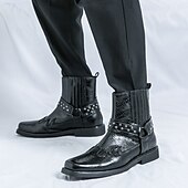 levne Biker Boots-Pánské Boty Motorkářské boty Chůze Vinobraní Na běžné nošení Bristké PU kůže Pohodlné Protiskluzové Teplý Kotníčkové Povaleč Elastická gumička Černá Hnědá Podzim Zima
