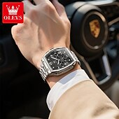 abordables Montres à quartz-OLEVS Hommes Montre à quartz Luxe Grand cadran Affaires Montre-bracelet Lumineux Calendrier IMPERMÉABLE Bracelet en acier inoxydable Suivre