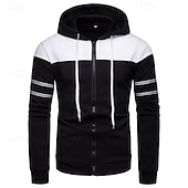 abordables sudaderas basicas hombre-Hombre Sudadera Sudadera con capucha y cremallera completa Negro Azul Marino Azul Piscina Naranja Con Capucha Plano Retazos Cremallera Bloque de Color Deporte Casual Diario Ropa de calle Fresco Ropa