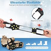 お買い得  キャンプ用品-冬用滑り止めゴム製靴スパイク、雪や氷用の10アイゼントラクション、取り付け簡単、黒 - 屋外での安全に最適