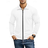 abordables Vestes Décontractées-Homme Veste Légère Veste Décontractée Vacances Quotidien Respirabilité Avec Poches Jacquard Printemps Automne Uni Mode Classique Revers Régulier Noir Blanche bleu marine Kaki Gris Claire Veste