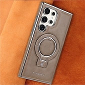 levne Pouzdra pro Samsung-telefon Carcasă Pro Samsung Galaxy S25 S24 S23 Ultra Plus Zadní kryt se stojánkem Magnetické Nárazuvzdorné Retro TPU PU kůže