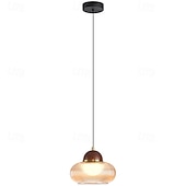 Недорогие Подвесные огни-Классический подвесной светильник в винтажном стиле, материал дерево/стекло/металл, высота 15 см, тёплый белый/белый/нейтральный свет, встроенные светодиоды, регулируемая цепь