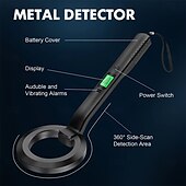 お買い得  キャンプ用品-360度回転コイル付きポータブル金属探知機 &amp;LCDアラーム - 屋外での使用に適した、手持ち式の電池式宝探し装置、セキュリティチェック、黄金比の探査 - 軽量で耐久性のある設計