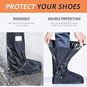 abordables Artículos para el hogar-Funda impermeable y larga para botas, para clima lluvioso, cubrezapatillas duraderos por encima de la rodilla, reutilizable, antideslizante, para ciclismo y uso al aire libre.