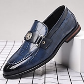 abordables Semi-formel-Mocassins en similicuir bordeaux pour homme, effet crocodile, avec boucle décorative en métal, pour hommes d&#039;affaires, événements formels et banquets