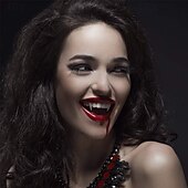 preiswerte Halloween-Maske &amp; Requisiten-Einziehbare Vampirzähne für Halloween, realistische Vampirzähne für Cosplay, Requisiten für Zombiekostümpartys für Erwachsene und Kinder, gruseliges Dracula-Gebiss für die Halloween-Maskenball-Verkleidung