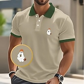 economico Polos di Halloween-Halloween Per uomo Mostro Polo Manica Corta Magliette polo Camicie con Colletto Casual Orrore Scuro Athleisure Abito da festa Bottoni Estate Nero Rosa Blu marino
