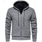 abordables suéter de la rebeca de los hombres-Hombre Chaqueta de Punto Suéter recortado Jersey con cremallera Suéter de punto Estriado Tejer Tops regulares Bolsillo Vellón Plano Con Capucha Moda Clásico Vacaciones Ropa Cotidiana Ropa Otoño