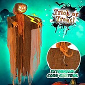 お買い得  ハロウィンの小道具の照明-4フィートのアニマトロニクスゴーストパンプキン、吊り下げ式回転ヘッドライトアップジャックパンプキンゴーストサウンドアクティブハロウィン屋外パーティー装飾、不気味な音付き、怖いお化け屋敷の小道具、庭、芝生用