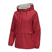billiga Trenchcoats-Dam Trenchcoat Hoodiejacka Bekväm Andningsfunktion Dragkedja Ficka Ledigt Slät Semester Gata Dagliga kläder Utekväll Dragkedja Normal Luvtröja Normal Långärmad Ytterkläder Svart Gul Vin Vår Höst