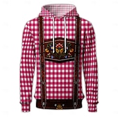 billiga Hoodies-Oktoberfest Lederhosen-tryck Dirndl-tryck Huvtröja Pullover Bayersk München Tyska Grafisk Till Par Herr Dam Vuxna Karnival Oktoberfest öl 3D-utskrift Fest Ledigt / vardag