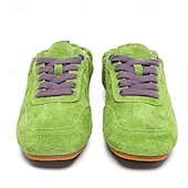 abordables Baskets-Baskets décontractées à lacets en daim vert pour hommes avec tige texturée et semelle souple, style urbain rétro pour un usage quotidien, des promenades le week-end et des sorties urbaines