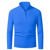 preiswerte Herrenpullover-Herren Pullover Pullover mit Viertelreißverschluss Strickpullover Zopfmuster Stricken Normale Oberteile Gestrickt Einfach Viertelreißverschluss Mode Lässig Urlaub Alltagskleidung Bekleidung Herbst