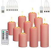 preiswerte Kerzenlicht-3/4/6/9 Stück Halloween Weihnachten zylindrisches Laden elektronisches Kerzenlicht Fernbedienung Timing Innen- und Außenbereich Hof Hochzeit Party Atmosphäre Dekoration hellviolett rosa
