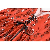 tanie Sukienki boho-Damskie Sukienka mini Sukienka w kwiatki Sukienka Boho Sukienka z nadrukiem Strój zachodni Zabytkowe Moda Urlop Święto Weekend Regularny Kwiat Bez rękawów W serek Pomarańczowy Lato