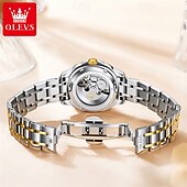 abordables Montres mécaniques-la nouvelle montre d&#039;affaires pour femme à cadran carré Olevs, étanche, affichage lumineux du jour du calendrier, montre mécanique entièrement automatique, montre-bracelet de sport pour femme à la