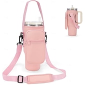 economico Accessori per bicchieri-Borsa porta borraccia per bicchiere Stanley da 40 once con tasca per telefono, porta borraccia in neoprene con tracolla &amp;cinturino portatile accessori Stanley Cup