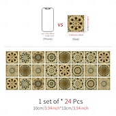 economico Adesivi murali-24 adesivi per piastrelle in stile marocchino, decalcomanie murali in PVC con pellicola di cristallo ispessita, impermeabili &amp;Decorazione murale in piastrelle retrò, antiolio e rimovibili, per bagno,