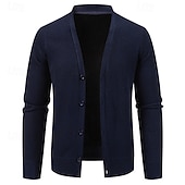 voordelige heren vest trui-Voor heren Vest Trui Vest Bijgesneden vest trui Bijgesneden trui Geribd breien Normale tops Dichtknopen Gebreid Effen / effen kleur V-hals Stijlvol Casual Alledaagse kleding Uitgaan Kleding Herfst