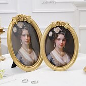 cheap Picture Frames-Gold 3D Rose Oval Decorative Photo Frame, European Style Elegant Gold Tabletop Frame, Warm Home Decor for Photo Display and Photography Props