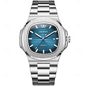 abordables Montres à quartz-OLEVS Femmes Hommes Montre à quartz Luxe Grand cadran Mode Affaires Lumineux Calendrier IMPERMÉABLE Bracelet en acier inoxydable Suivre