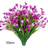economico Piante e Fiori Artificiali-Confezione da 20 gigli artificiali Kara da esterno, fiori finti in plastica con protezione UV per giardino, veranda, cortile, ufficio, cornice di finestre, scrivania e decorazione per la casa –