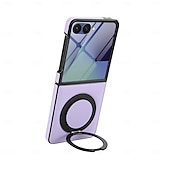 abordables Coques Samsung-téléphone Coque Pour Samsung Galaxy Z Flip 7 Z Flip 6 Z Flip 5 Z Flip 4 Z Flip 3 Coque Arrière Supporte la Charge Sans Fil Support Antichoc Rétro TPU faux cuir