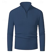 preiswerte Herrenpullover-Herren Pullover Pullover mit Viertelreißverschluss Strickpullover Zopfmuster Stricken Normale Oberteile Gestrickt Einfach Viertelreißverschluss Mode Lässig Urlaub Alltagskleidung Bekleidung Herbst
