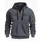 voordelige basic hoodies voor heren-Voor heren Trui met capuchon Hoodie met kwartrits Zwart Wit Wijn Leger Groen Rood Capuchon Effen Zak Kwart ritssluiting Sport &amp; Outdoor Dagelijks Feestdagen Polyester Streetwear Basic Casual Lente
