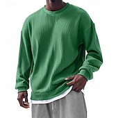 お買い得  ベーシックスウェットシャツ-男性用 スウェットシャツ アプリコット ピンク ルビーレッド ネイビーブルー グリーン クルーネック 平織り ジャカード リブ テクスチャード加工 ニットテクスチャ スポーツ 日常 祝日 ポリエステル ストリートファッション ベーシック カジュアル 春 秋 衣類 パーカー トレーナー 長袖