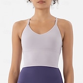 preiswerte Sport-BHs &amp; Westen-Damen Yoga Crop Tank Top Sport-BH Unterwäsche Medium Unterstützung Bürgellos Gefüttert Einfarbig Sport Sportkleidung Hellrosa Meerblau Pilates Laufen Yoga