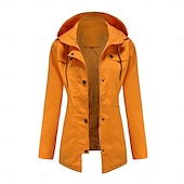 abordables veste active-Femmes Manteau Confortable Avec Poches Fermeture intégrale Mode street style Uni Extérieur Décontracté Quotidien Long À capuche Coupe régulière manche longue Vêtements d&#039;extérieur Noir Jaune Rose
