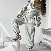 رخيصةأون بدلات رياضية-نسائي بدلة رياضية بنطلونات بنطلون رياضي رباط جيب ألوان متناوبة أطقم ملابس رياضية الربيع أسود أحمر الصالة الرياضية تدريب ركض خصر عالي ضد الهواء خفة الوزن رطوبة فتل كم طويل رياضة ألبسة رياضية مرن نسبياً