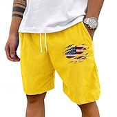 cheap Casual Shorts-Men's Shorts Summer Shorts Casual Shorts Corduroy Shorts Pocket Elastic Waist Drawstring National Flag Comfort Breathable Short Outdoor Vacation Sport Casual Black White