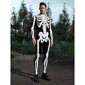 tanie Stroje dla par i grup-Karnawał 2026 Body Kostiumy dla par na Halloween Kombinezon zakrywający całe ciało Szkielet Straszny Kostium Doroślu Dla dzieci Wszystko Halloween Karnawał Dzień Zmarłych Kij Impreza Spektakl Łatwe