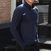 abordables Hauts-Homme Chemise Performance T-shirt de sport manche longue Col montant Top Extérieur Séchage Rapide Évacuation de la transpiration anti-odeurs Respirant Polyester Noir Blanche Bleu Pêche Tennis Course
