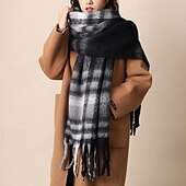 economico Scialli e stole da donna-Per donna Sciarpa rettangolare Sciarpe da donna Streetwear Quotidiano Data Nero Arancione Sciarpa Plaid