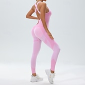 preiswerte Sets &amp; Einteiler-Damen Scrunch Yoga-Strampler Trainingsoveralls Rückenfrei Farbblock Einteiler Wasserblau Armeegrün Fitnesstraining Hohe Taille Elastisch Atmungsaktiv Bauchkontrolle Ärmellos Sport Sportkleidung