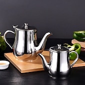 economico Utensili e gadget da cucina-Oliatore in acciaio inox, filtro per olio denso, dispenser per salsa di soia a prova di perdite con filtro a rete, contenitore per condimenti multiuso per cucina domestica, brocca riutilizzabile per