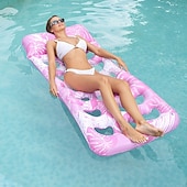 cheap Outdoor Activity-Large Inflatable Heart-Shaped Pool Lounger with Leaf &amp; Flower Pattern  1pc Outdoor Water Hammock for Adults Mixed Colors Perfect for Summer Beach Parties Pool Floats