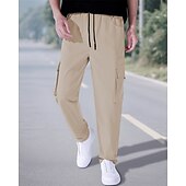economico Pantaloni cargo-Per uomo Pantaloni Cargo Pantaloni Elastico in vita Coulisse Multi-tasche Semplice Mimetico Indossabile All&#039;aperto Quotidiano Campeggio &amp; Escursionismo Moda Classico Nero Verde militare