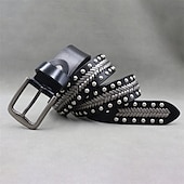 abordables Ceintures pour homme-Homme Ceinture Ceinture Taille Noir Derme Alliage Durable Ajustable Uni Extérieur Quotidien
