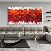 preiswerte Blumen-/Botanische Gemälde-handgemachtes original minimalistisches Ölgemälde auf Leinwand abstrakt rot impasto strukturierte Wandkunst für Wohndekoration mit gespanntem Rahmen ohne Innenrahmen Gemälde