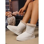 abordables Bottes-Femmes Bottes Bottes de Neige Quotidien Talon plat Bout Rond Occasionnel Daim Mocassin Chameau Noir Blanche