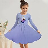 halpa 3D sarjakuva lipasto-Tyttöjen 3D Piirretty Mekko Pitkähihainen Kesä Kevät Loma Päivittäin Pyhäpäivä Prinsessa Kaunis Makea Lapset 4-12 vuotta Rento mekko A linjainen mekko Polvipituinen Normaali