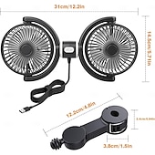 cheap Indoor Lighting-Car Fan USB Powered for Baby, Dual Car Cooling Fans for Backseat 3 Speed Separate Controlled Quiet Brushless Motor 360 Rotatable 5V Rear Seat Air Circulation for Vehicle Van Truck SUV RV(USB Plug)