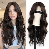 levne Syntetické trendy paruky-Syntetické paruky Kudrny Střední část na stroji Paruka Dlouhý Tmavěhnědá Černá Béžová Ombre Gray Ombre Blonde Umělé vlasy Dámské Měkký povrch Módní Snadné přenášení Blonďatá Černá Tónované