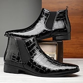 baratos Botas do Chelsea-Homens Botas Botas Chelsea Caminhada Vintage Casual Pele PU Confortável Antiderrapante Quente Mocassim Vinho Preto Outono Inverno