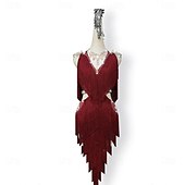 abordables Tenues de danse latine-Robe de danse latine glamour à franges pour femme – Costume à franges scintillantes, idéal pour le cha-cha et la rumba &amp;spectacle de salle de bal